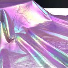Shiny Holographic Reflective Mermaid Shiny 80% Nylon 20% Spandex Holographic Metallic Foil Print Fabric for Swimwear thumbnail-2