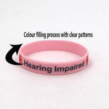 Factory Price in Stock Hearing Impaired Soft Embossed Silicone Wristband Social Activity Medical Publicity Silicone Bracelet thumbnail-3