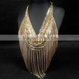 Latest Jewelry Fashion Alloy Gold Charming Chain Tassel Wholesale Chunky Statement Necklace Quality Choice thumbnail-1