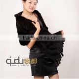QD0870K Flower Girl Dress 100% Real Women Mink Fur Shawl with Tassels Ladies Ponchos