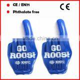 PVC blue color inflatable finger hand with white logo for promotion