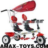 Bt-016021D Kids Tricycle New Design Children Multifunctional Double Seats Ride on Twin Tricycle and Baby Stroller thumbnail-1