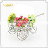 Home Deco White Round Flower Planter Metal Plant Pot Holder thumbnail-1