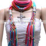 Multi Color Hand Made Rainbow Color Cross Pendant Jewelry Scarf thumbnail-1