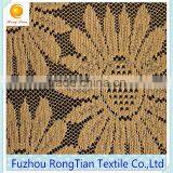 Royal Yellow Nylon Knitted Gole Lines Sunflower Net Lace Fabric for Dress thumbnail-3