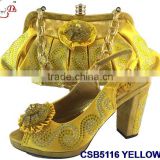 CSB5116fashionable elegant African design pink/green shoes& bags for woman sandals with low heels matsh bags wedding /party shoe