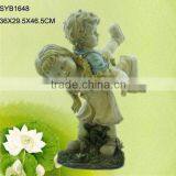 Hand Carved Outdoor Children Garden Statue for Sale. thumbnail-1