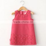 Eco-friendly custom sleeveless breathable baby flower appliqued girl dress