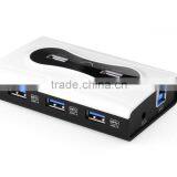 High Quality 4 Ports Patent USB 3.0 Super Speed Hub With Power Adapter