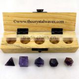 Amethyst 5 Pc Geometry Set With Wooden Box