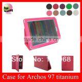 leather case For Archos 97 titanium ,For Archos 97 titanium leather case,free shipping,Hot pink