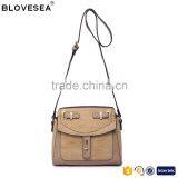 Vintage Personalized Contrast Color With Metal Ornament Front Design Leather Shoulder Messenger Bag thumbnail-1