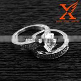 Fashion Women Men's Wedding Ring Stainless Steel Single Cubic CNC Setting Zirconia Stone Classic Domed Engagement Ring 1 pair