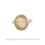 Gold plated alloy rhinestone pink round stone ring