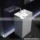 Good Quality Solid Surface Bathroom Freestanding Pedestal Wash Basin, Artificial Stone Pedestal Wash Basin thumbnail-1
