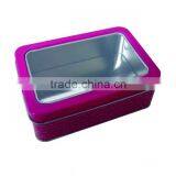 Rectangular Gift Tin Box for Clear Window,Storage Tin Box