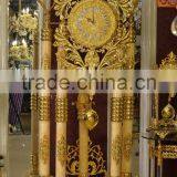 Onyx Tube Antique Grandfather Clock, Copper Mounted Clock, 24K Gold Pendulum Decorated Clock thumbnail-1