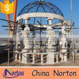 handcarved big outdoor marble statue gazebo with metal top NTMG-244S