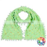 White Silk Scarf For Painting Long Plain Color Scarf Pom Pom Cotton Fashion Scarf