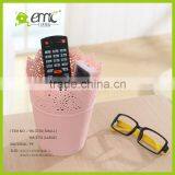 Wholsale Round Plastic Desktop Flower Pot/mini Storage Bucket Lace Hollow Style thumbnail-5