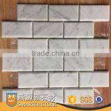 48x98 MM Beveled Carrara White Subway Mosaic Tile on Mesh thumbnail-1