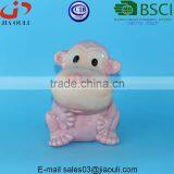 BSCI Audit Factory Glazed Pink Ceramic Monkey Shape Coin Bank for Kids Gift, Ceramic Coins Money Bank thumbnail-1