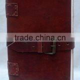 Handmade Vintage Plain Leather Notebook With Belt thumbnail-1