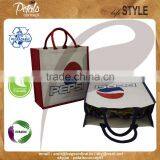 Customized Log Baranded Jute Fabric Tote Bag With Two Color Logo Print 2 Side With Padded Rope Handle thumbnail-3