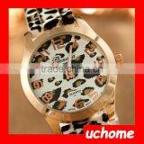 UCHOME Wholesale Fashion Stainless Steel Back Leopard Geneva Silicone Watch Woman thumbnail-5