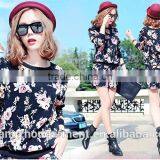 New Winter Women Brand Fashion Long-sleeved Tops + Shorts Floral Track Suit thumbnail-3