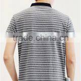 SZXX New Custom Slim Fit Grey Cotton Men Stripe Polo Shirt thumbnail-3