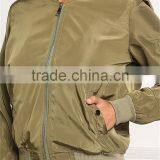 MGOO Fashion Apparel Cheap Price Custom Green Olive Bomber Jackets Crewneck Bottom Sleeves Cuff Silver Zippers thumbnail-4