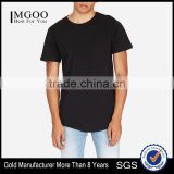 MGOO Latest Designs Mens Curved Hems T Shirt 100% Cotton Blank Longline Black T-shirts