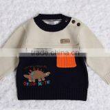 Dinosaur Design Baby Pullover Modern Patchwork Knitting Sweater thumbnail-3