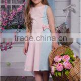 Hot Selling Summer New Frock Design Pink and Blue Mother Daughter Matching Dress thumbnail-3