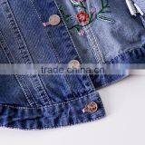 S60597B 2017 Girls Vest Turn Collar Children Clothes Embroidery Waistcoats Long Sleeve Kids Jeans Jackets thumbnail-5