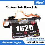 Customized Race Number Belt With Gel Holders - 6 Belt Colors - IronMan Triathlon Stretch Woven Logo Race Bibs Number Belt thumbnail-1