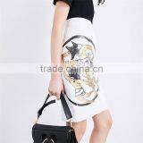 Girls Wearing Images Tight Faux Leather Short Pencil Skirt With Dancing Wolves thumbnail-6