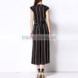 Chiffon Women Casual Set Pants Different Size & Top Printed Striped Black thumbnail-3