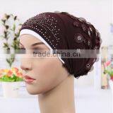 Wholesale-Women's Lady Girls Muslim Arab Decorative Head Wrap Headscarf Cap Islamic Hijab Turban thumbnail-6