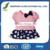 Baby Girls' Short Sleeve Drop Waist Top With Hemmed Double Ruffle thumbnail-1