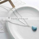 New Fashion Layered Necklace Silver Plated With Rectangle Pendant Malachite Green Bead 54.5cm Long thumbnail-2