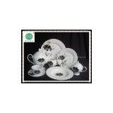 normal whiteness black rose decal porcelain tea set