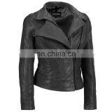 Women's Faux Leather zip closure Long sleeve Bolero Imitation Leather Jacket bomerJacket Blazer cycle jacket with Metal Zipper