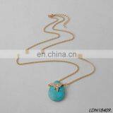 Gold Chain Teardrop Turquoise Stone Necklace thumbnail-2