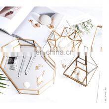 Jewelry Display Set Stand Nordic Light Luxury Metal Glass Cosmetics Mirror Tray Box Display