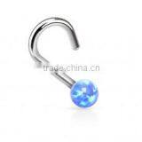 Faux Opal 316L Surgical Steel Nose Piercing Rings Body Jewelry thumbnail-3