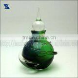 Glass Perfume Bottle, Scent Bottle, Reed Diffuser Green With Clear Swirl Clear Stopper Hand Blown thumbnail-1