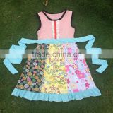 New style baby girl party dress children frocks designs summer girls boutique fancy pattern dress with belt