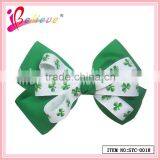 Ireland Fashion Clover Grosgrain Ribbon Bow Hair Clip Accept Custom Made Tie Clip (SYC-0018) thumbnail-1